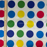 Large Colourful Clown Twister Spots Satin, Ivory