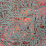 Red Foil 'Christmas Greetings' Taffeta Fabric, White