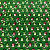 Xmas Penguins & Snow Polycotton Fabric, Green