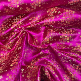 Chinese Blossom Silk Jacquard Brocade Fabric, Cerise