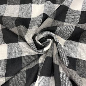 Large Checks Dress Wool Blend Fabric, Black/Grey