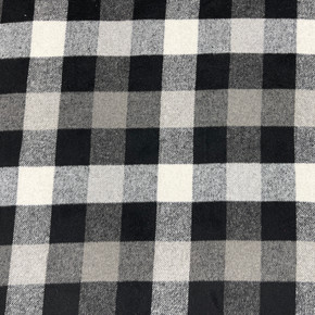 Large Checks Dress Wool Blend Fabric, Black/Grey