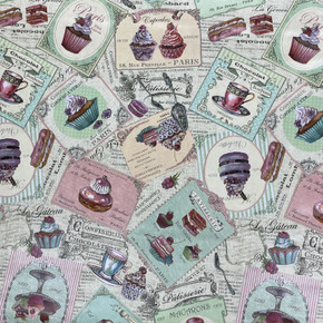 Patisserie Cupcakes Print PVC Table Oilcloth Fabric