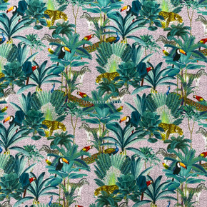 Tropical Palm Trees Animals Digital Cotton Craft Fabric 140cm Wide, Pink Tropical Palm Trees Animals Digital Cotton Craft Fabric 140cm Wide, Pink