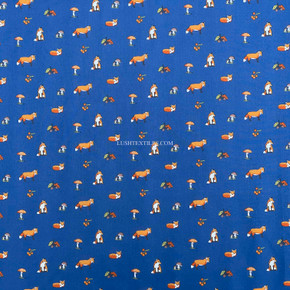 Mr Fox Polycotton Craft Fabric, Blue