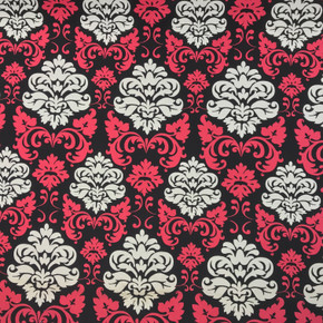 Orly Damask Cotton Fabric, Coral/Black