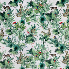 Amazon Tropical  Digital Print Plush Velvet Curtain Fabric, Natural
