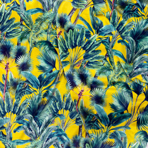 Palm Springs Digital Print Plush Velvet Curtain Fabric, Summer