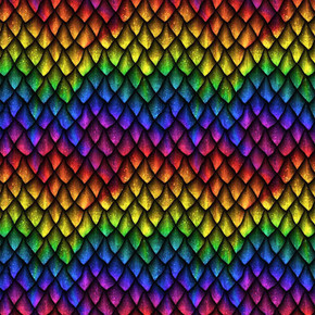 Dragon Fish Scales Print 100% Cotton Craft Fabric, Multicoloured