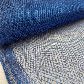 Metallic Glitter Tulle Fish Net Fabric, Royal Blue
