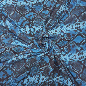 Snake Skin Print Chiffon Fabric, Turquoise