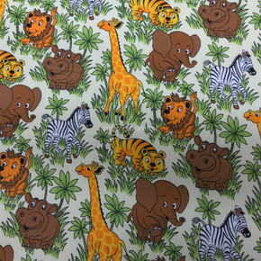 Zoo Animals Print Rose & Hubble Cotton Poplin Fabric