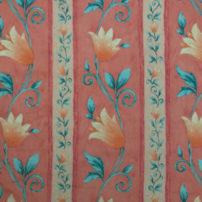 Tulip Flowers Cotton Vintage Craft Fabric, Orange