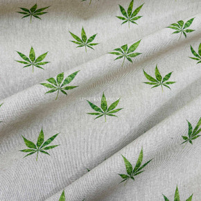 Digital Cotton Linen Fabric, Hemp Leaf
