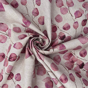 Eucalyptus Money Leaf Cotton Linen Upholstery Fabric, Rose