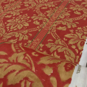 Gold Grosvenor Damask Vintage Cotton Fabric, Red