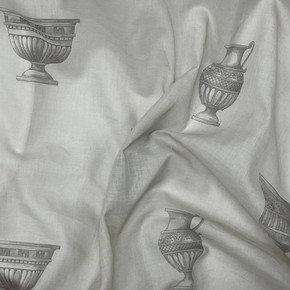 Roman Ancient Greek Pottery Vase Print Cotton Muslin Fabric, Taupe Roman Ancient Greek Pottery Vase Print Cotton Muslin Fabric, Taupe