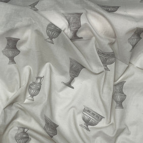 Roman Ancient Greek Pottery Vase Print Cotton Muslin Fabric, Taupe Roman Ancient Greek Pottery Vase Print Cotton Muslin Fabric, Taupe