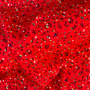 Printed Tiny Daisy Floral 100% Viscose Dress Fabric, Red