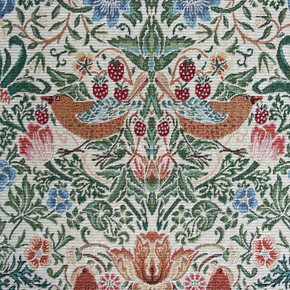 Strawberry Thief William Morris Birds Tapestry Fabric Upholstery Curtains - Natural
