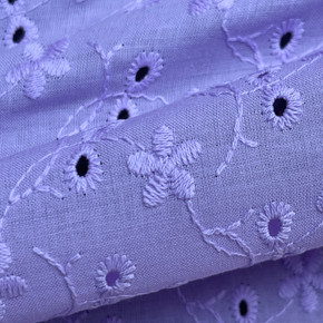 Floral Broderie Anglaise 2 Hole 100% Cotton Fabric Summer Dress 60” - LILAC