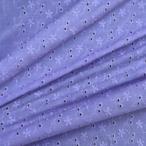 Floral Broderie Anglaise 2 Hole 100% Cotton Fabric Summer Dress 60” - LILAC