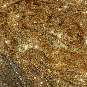 Bling Sequins On Net Dress Draping Fabric, Yellow Gold Champagne