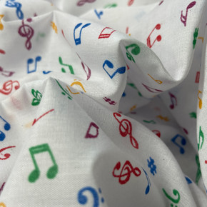 Small Musical Notes Printed Polycotton Dress Fabric