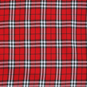 Large Check Tartan Polyviscose Fabric 60", Red