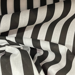 Candy Striped Polycotton Craft Dress Fabric 45", Black/White