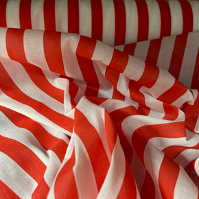 Candy Striped Polycotton Craft Dress Fabric 45", Red/White