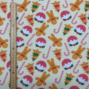 20m Gingerbread Man Puddings Polycotton Fabric, Cream 20m Gingerbread Man Puddings Polycotton Fabric, Cream