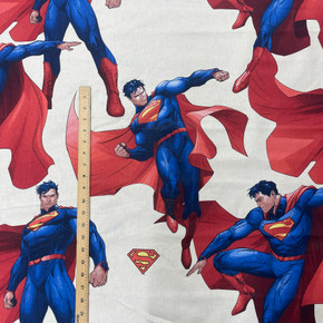 Superman Marvel Print Cotton Curtain Craft Fabric, Ivory Superman Marvel Print Cotton Curtain Craft Fabric, Ivory