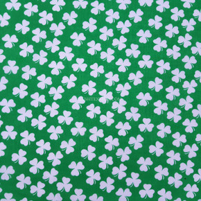 Irish Shamrock Saint Patrick's Day Polycotton Fabric, Green