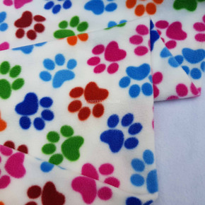 Dogs Paws Cuddle Polar Fleece Fabric, Cream