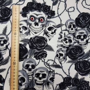 Skulls And Roses Rose & Hubble Cotton Poplin Fabric
