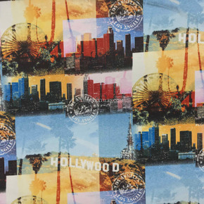 Los Angeles Hollywood Print Cotton Curtain Cushion Fabric