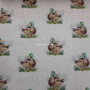 Cotton Rich Linen Look Fabric Digital Upholstery, Allover Mallard Ducks