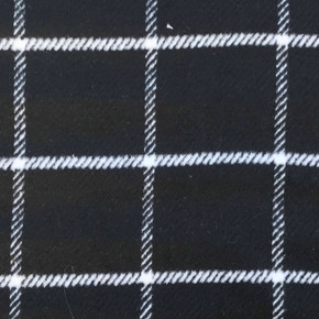 Large Harris Check Tweed Wool Blend Fabric,  Black