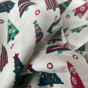 Xmas Tree's Christmas 100% Cotton Craft Fabric, Cream