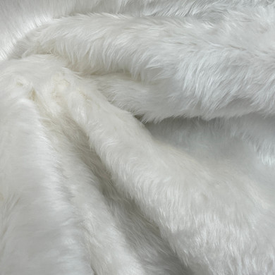 Plain Fun Faux Fur Fabric Material - Bright White