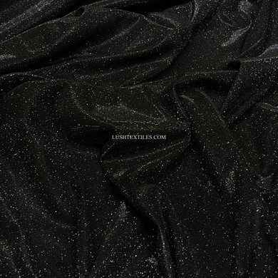 Moonlight Glitter Sparkle Stretch Fabric, Black