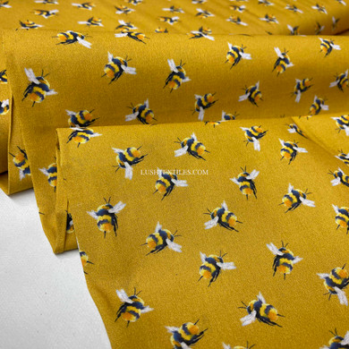 Bumblebee Digital Cotton Craft Bee Fabric 140cm Wide, Mustard
