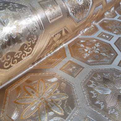 Metallic Baroque PVC Oilcloth Fabric, Gold