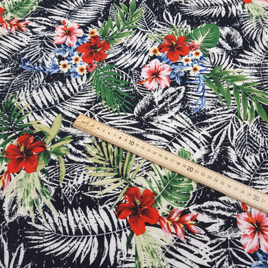 Tropical Floral Digital Print Bubble Crepe Dress Fabric, Navy