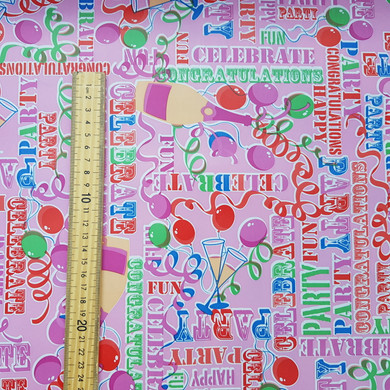 By The Metre Congratulation Celebrate Party PVC, Pink
