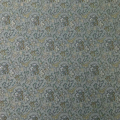 ZINNIA Small Floral Pattern Cotton Print Fabric, Green