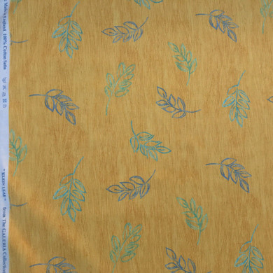 Klein Leaf Floral 100% Cotton Vintage Craft Fabric, Yellow