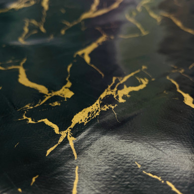 Marble PVC Tablecloth Oilcloth Fabric, Black/Gold