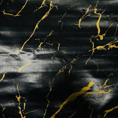 Marble PVC Tablecloth Oilcloth Fabric, Black/Gold